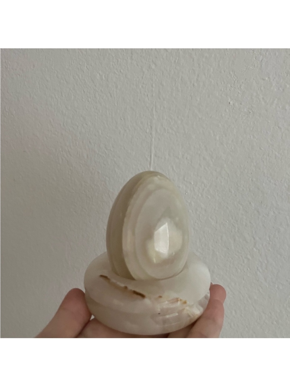 Polished White Onyx Egg Sculpture